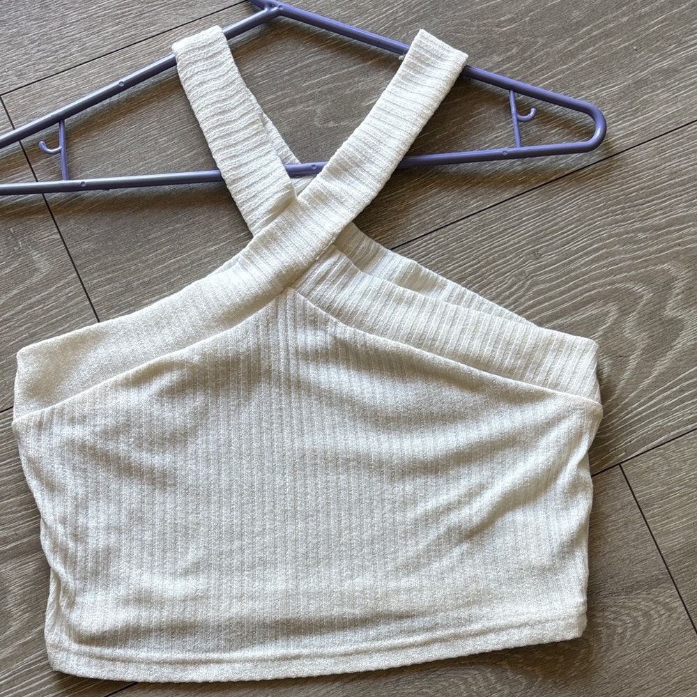 SHEIN Cream Ribbed Tank Top
